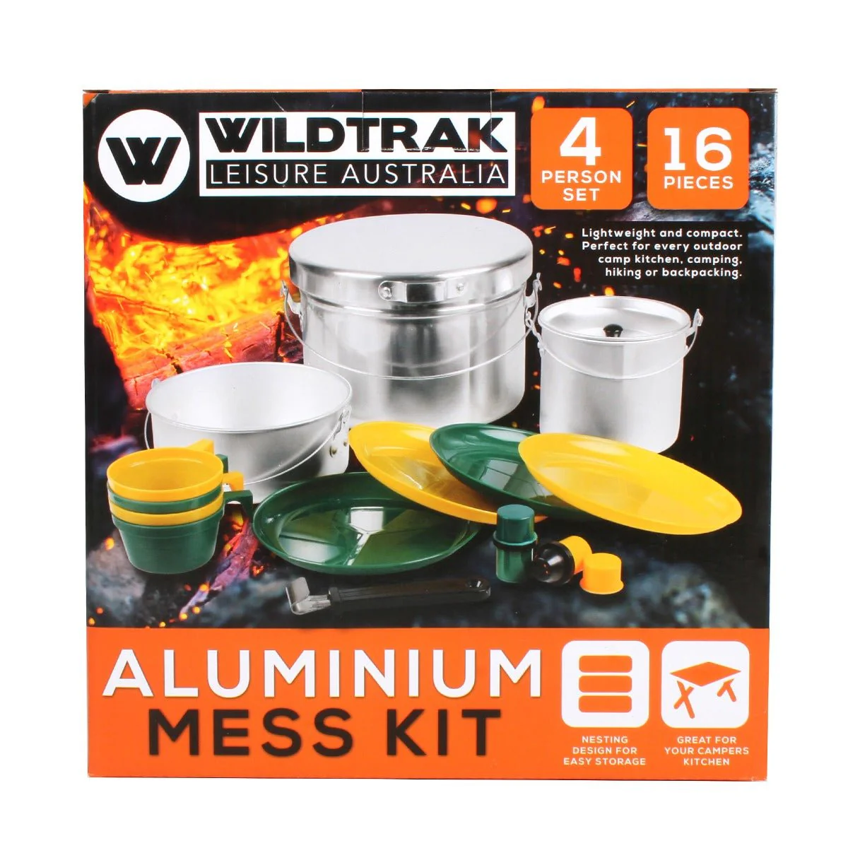 4 Person - 16 Piece Aluminium Mess Kit, Lightweight and Compact - Image 4