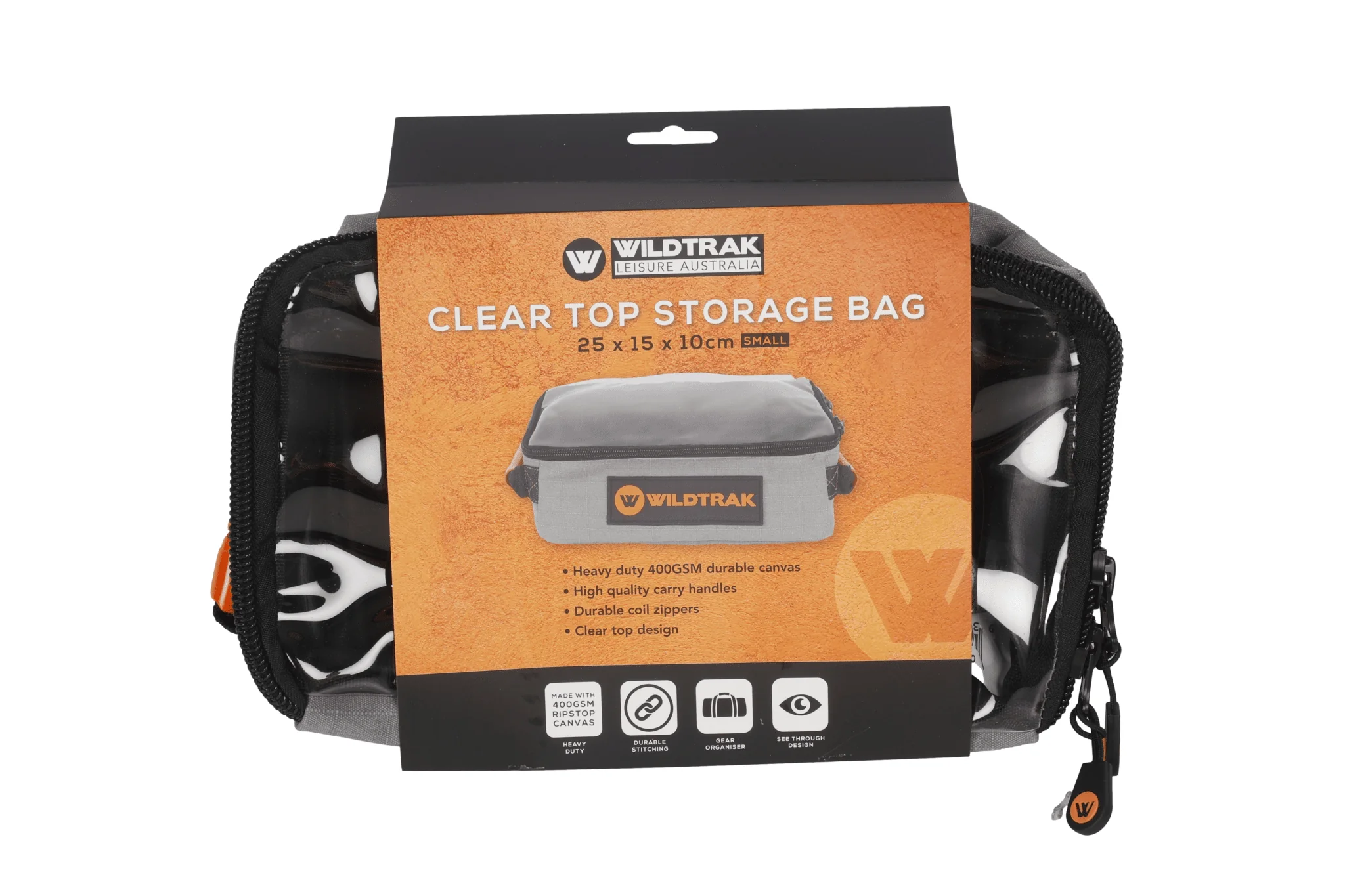 Medium Canvas Clear Top Storage Bag with Handles 35x20x10cm Heavy-Duty 400gsm Ripstop Canvas for 4WD & Camping - Image 9