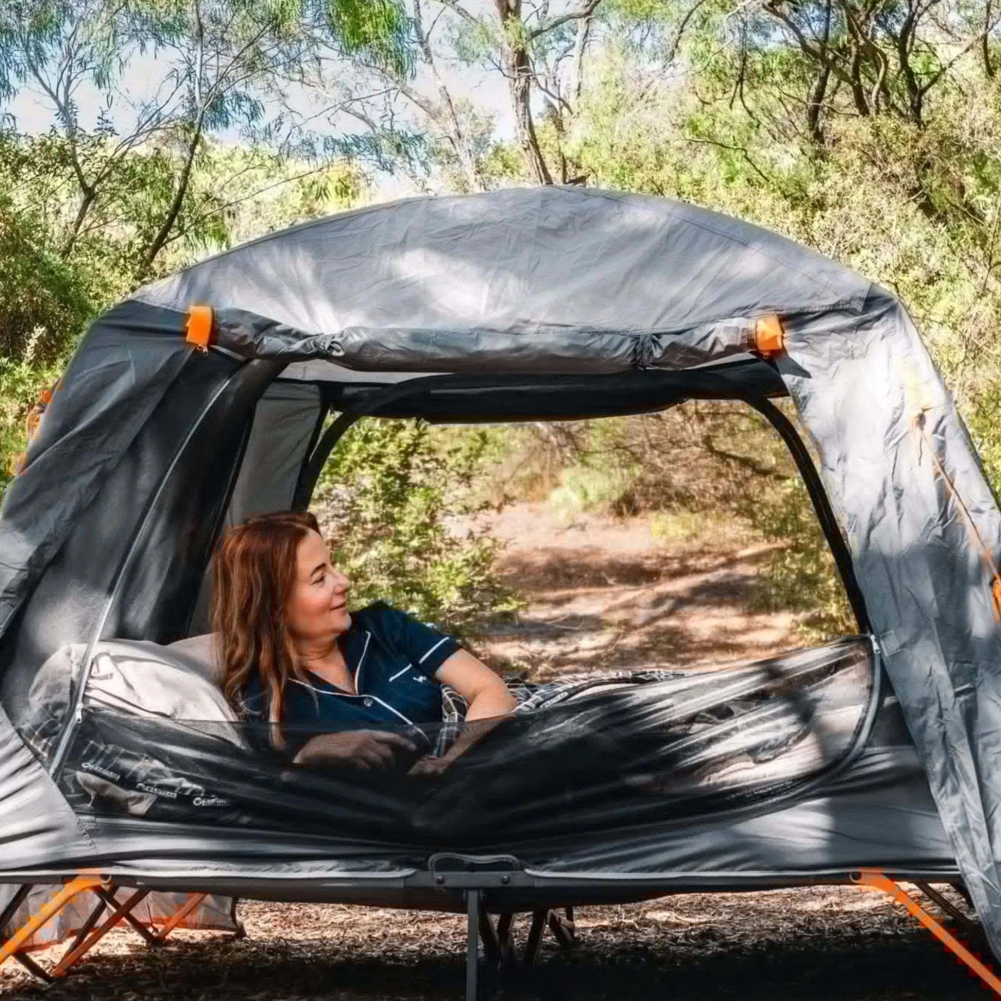 Queen Easy Up Stretcher Tent | Powder-Coated Steel Frame | Ripstop Waterproof Fly, Ultra-Fine Mesh & Dual Vestibules with Heavy-Duty Carry Bag - Image 5