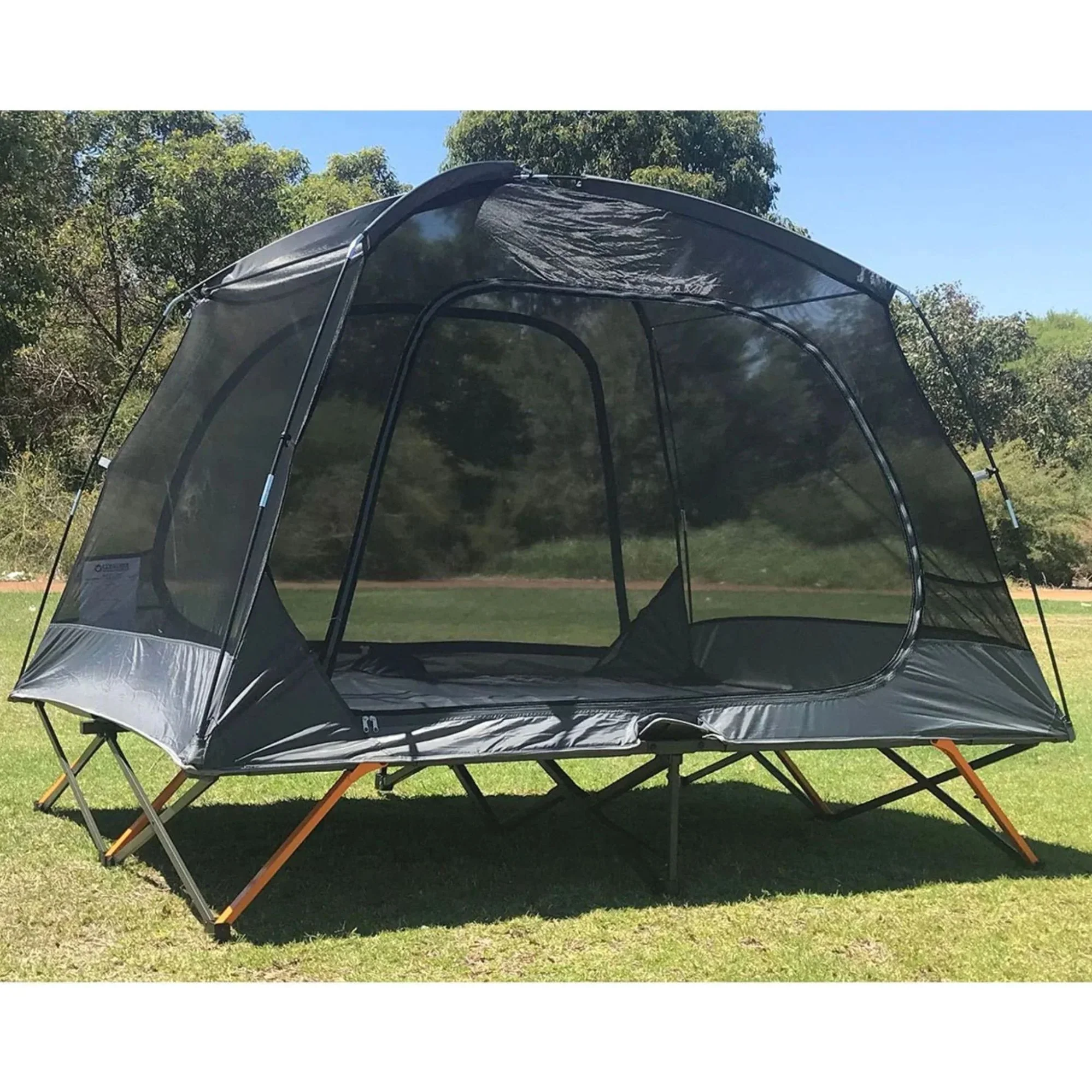 Queen Easy Up Stretcher Tent | Powder-Coated Steel Frame | Ripstop Waterproof Fly, Ultra-Fine Mesh & Dual Vestibules with Heavy-Duty Carry Bag - Image 8
