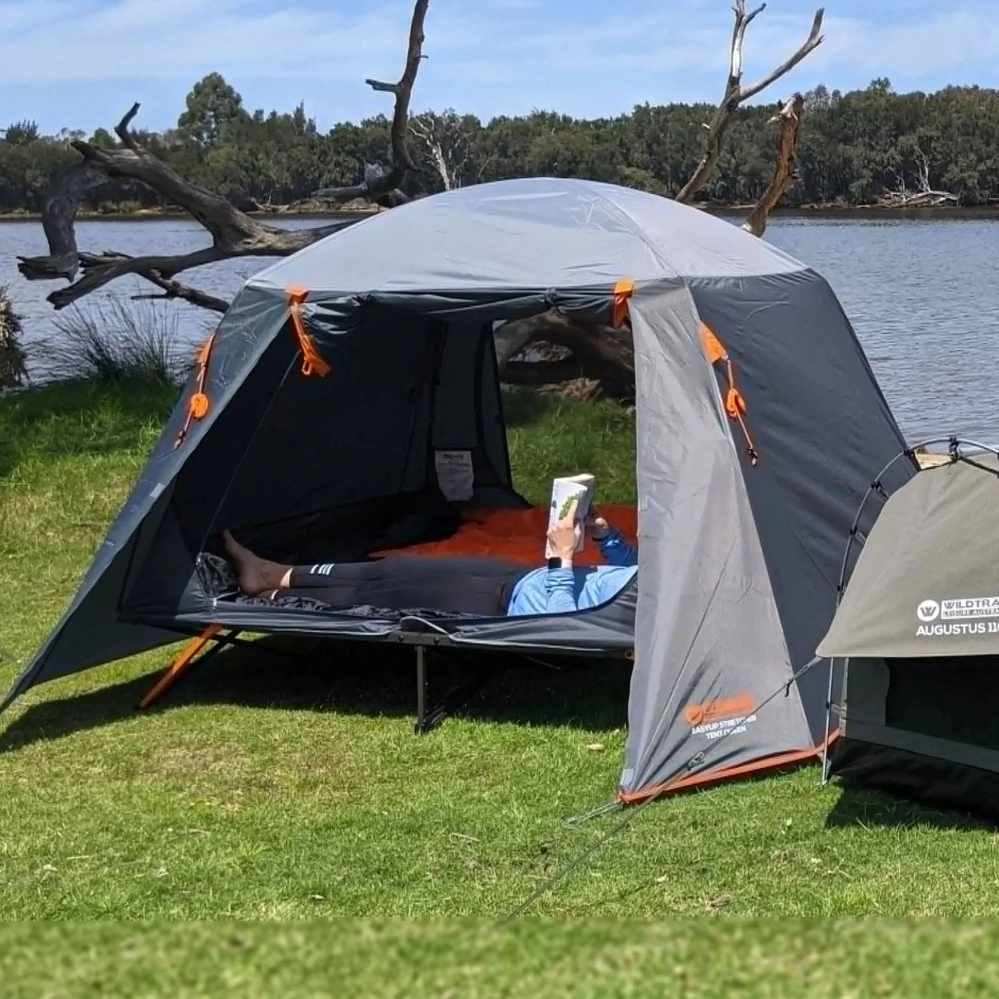Queen Easy Up Stretcher Tent | Powder-Coated Steel Frame | Ripstop Waterproof Fly, Ultra-Fine Mesh & Dual Vestibules with Heavy-Duty Carry Bag - Image 9